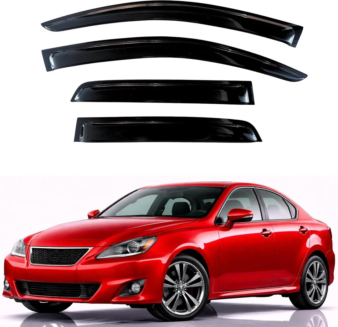 KPY Rain Guards Fit for 2006-2013 Lexus IS250 IS350, Out-Channel Window Visors Vent Wind Deflectors 4PC, Car Accessories for 06-13 Lexus is Series