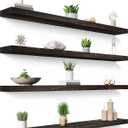 48 Inch Floating Shelves for Wall Rustic Brown Wood Wall Shelves for Bedroom Set of 4