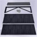 Fixed Metal Awnings 52 in W x 31 in H, Triangle Steel Frame with Tile Shaped Metal Awning for Door Entrance, Windows, Porches and Balconies (Black)