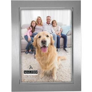 Malden International Designs 9054-57 Uptown Matte Silver with Silver Fashion Metal Frame, 5x7, Silver