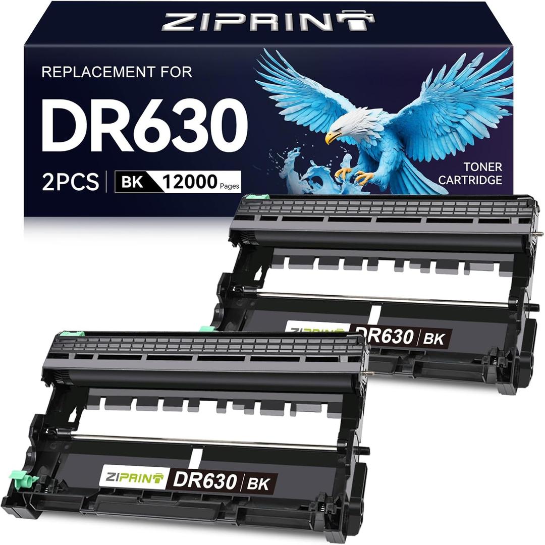 ZIPRINT 2-Pack Dr630 Drum Compatible Replacement for Brother DR 630 DR-630 HL-L2300D HL-L2340DW HL-L2320D MFC-L2700DW DCP-L2540DW HL-L2380DW MFC-L2685DW HL-L2315DW HL-L2305W MFC-L2720DW Printer