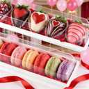 25 Pack 12 x 2.8 x 2.4 Inches Strawberry Boxes with Clear Lids,Long Macaron Boxes Gift Boxes For Cookies,Truffle,Cocoa Bombs,Chocolate