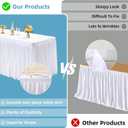 PARTISKY 1 Pack White Tablecloths for Rectangle Tables 8ft, Wrinkle Resistant White Table Cover Fitted Stretch Table Cloth with Pleated Ruffle Skirts for Party Banquet Dining Birthday Wedding