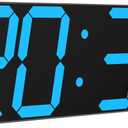 CHKOSDA LED Large Digital Wall Clock, Oversize Wall Clock with 6 Numbers, Remote Control Count up/Countdown Timer Clock, Auto Dimmer, Big Calendar and Thermometer(Ice Blue)