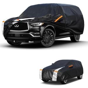 Large SUV Car Cover for Infiniti QX80 2014-2026 100% Waterproof All Weather, Heavy Duty Outdoor Full Exterior Covers Rain Sun Wind UV Protection.