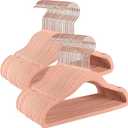 SONGMICS Baby Kids Hangers 50 Pack for Closet, 11.8 x 8.1 Inches, Silver 360 Swivel Hooks, Space-Saving Clothes Velvet Hangers for Nursery, Non-Slip, Pink