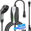 Level 1/2 EV Charger, 16Amp Electric Car Charger Portable EV Chargers 25FT Cable with NEMA 6-20 Plug and NEMA 5-15 Adapter, Home Mobile EV Charging Station for J1772 BEVs/PHEVs 110V-240V(Black)