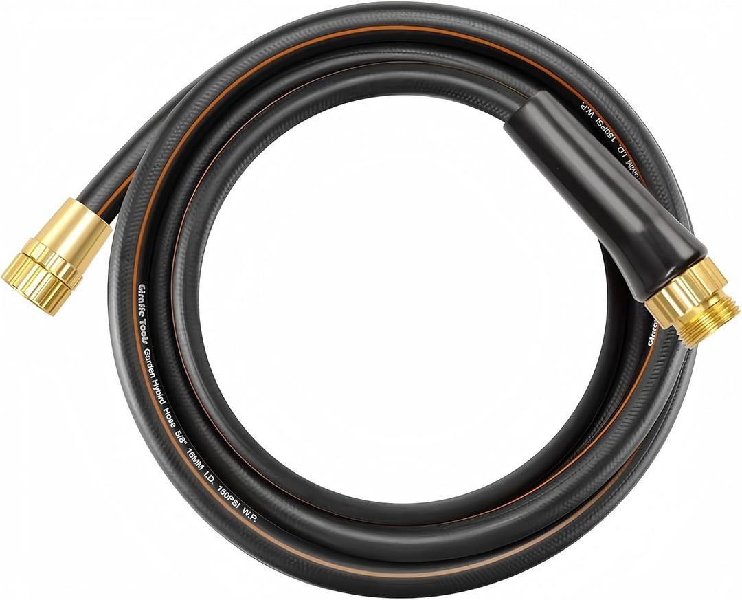 Giraffe Tools Leader Hose 6ft x 5/8", Short Water Hose Heavy Duty, Lightweight, Flexible Hybrid Hose with Swivel Handle, Male to Female Fittings (Black)