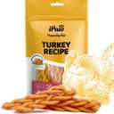 iPaw Turkey Dog Treats, All Natural Human Grade Dog Treat, Suitable for Training chew, US Sourced Raw Material, Hypoallergenic, Rawhide Alternative, Braided Stick. BB: 11/2026