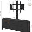 DrawXynth TV Stand with Mount, Fabric Dresser with 6 Drawers for 32/45/55/60/65/75 inch TVs, Black Dresser Entertainment Center, Modern Media TV Console Table