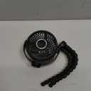 Mini Portable Stroller Fan for Travel,360 Rotation,4-Speed LED Night Light Clip on Fans Operated by Rechargeable Battery, Baby Essentials for Car Seat Beach Bed Golf Cart (Black)