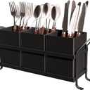 Black Kitchen Utensil Holder - Elegant Silverware Holder, Versatile Picnic and Flatware Caddy, Ideal for Modern Countertop Storage Solutions
