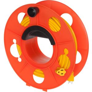 Homeon Wheels Heavy Duty Impact Resistant Plastic Extension Cord Storage Reel With Bag 1 Pack Durable & Safe, Lightweight & Portable, Ideal for Outdoor Projects & DIY Maintenance 100 Feet Orange