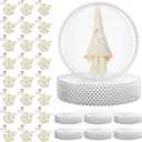 Tioncy 50 Set Clear Silver Charger Plates and Napkin Rings Bulk Beaded Charger Plates 13 Inch Plastic Round Table Decoration for Dinner Wedding Party Event