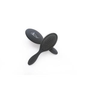 Professional Wet & Dry Detangling Hair Brush Resin Handle with Smooth Steel Bristles Safe for Extensions, Wigs & All Hair Types Scalp Massage Design (Black)