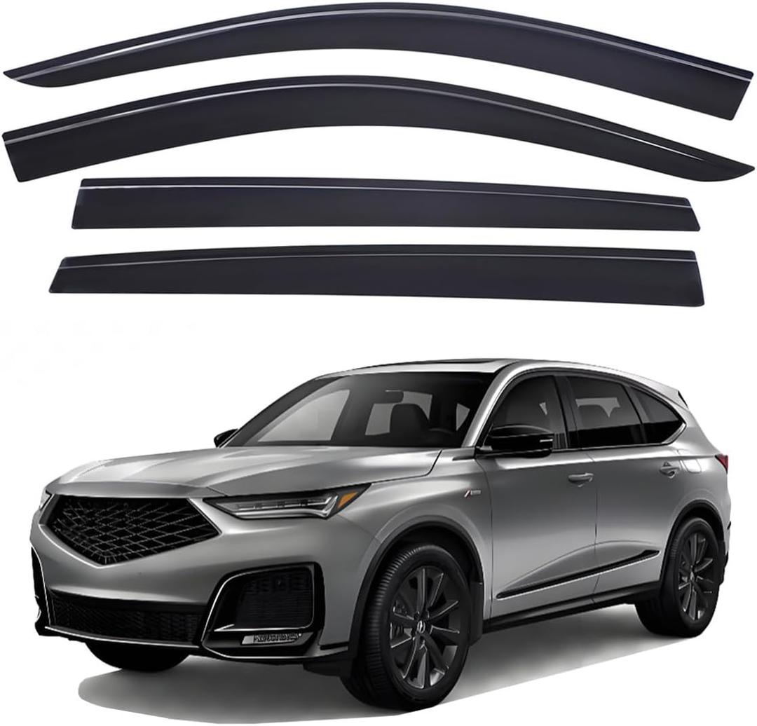 Lightronic Extra Durable Outside-Mount Low-Profile Auto Vent Window Visors, Fits 2022-2025 Acura MDX, UV Protection Rain Guards, Original Wind Deflectors, Smoke, 4-Pcs