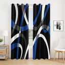 weesire Modern Blackout Curtains for Bedroom Living Room 2 Panels 100% Blackout Black and Blue Circle Pattern Curtains Abstract Stripe Curtains, 52x63 Inches