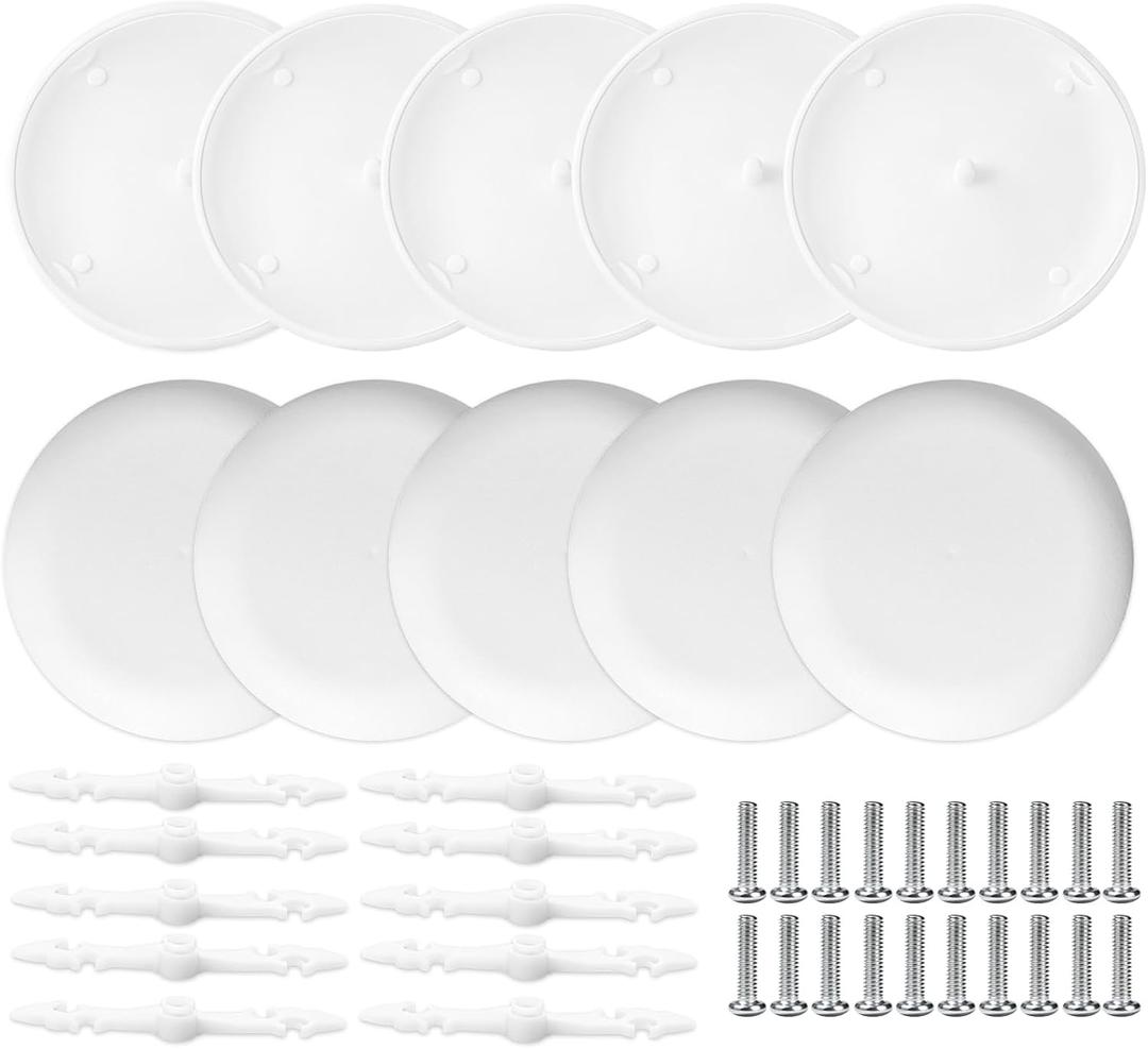 10 Set CP3540 Ceiling Cover Plate Kits - 5.38 Inch Paintable Blank Round Cover for Electrical Boxes, Includes 10 Pcs CP3540 Plates, 10 Pcs Mounting Brackets and 20P Screws