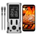 Wireless Meat Thermometer, 800FT Bluetooth Cooking Thermometer, 2 Ultra-Thin Probes, LCD Display, Digital Food Thermometer for Grill, BBQ, Smoker, Air Fryer, Rotisserie