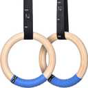 PACEARTH Gymnastics Rings Wooden Olympic Rings 1500/1000lbs with Adjustable Cam Buckle 14.76ft/9ft Long Straps with Scale Non-Slip Gym Rings for Home Gym Full Body Workout