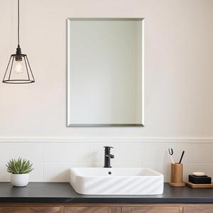 Ruomeng Wall Mirror Beveled Edge Frameless Mirror 20 x 28 Wall Mounted Mirror for Bathroom Vanity and Entryway