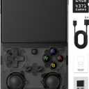 G350 Retro Handheld Game Console , Preload 4371 Games 3.5 Inch IPS Screen 3200 mAh Battery Linux System Portable Video Games Console Support Controller and Earphone (Transparent Black)