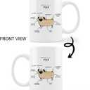 Kunlisa Funny Pug Anatomy Ceramic Mug - 11oz Coffee Milk Tea Cup, Gifts for Dog Lovers, Mom, Women, Men, Teen Girls, Pet Lovers, Coworkers