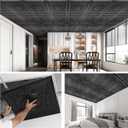 WOWSTAR 24-Pack 24"x24" Drop Ceiling Tiles, Waterproof Glue Up Vintage Style 3D Ceiling Tiles, Black, Wall Art