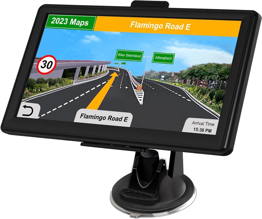GPS Navigator for Car with 2025 Latest Map Free Update, Car GPS Navigation System for Truck Commercial Drivers with POI/ZIP Search, Support FM Voice Guidance, Speedcam/Red Light Alerts, 7 Vehicle Mode