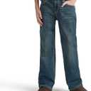 Boys' Loose Straight Fit Jeans (Blue, M)