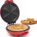 Elite Gourmet EQD-413 Electric Non-Stick 8" Quesadilla Maker, Easy-Slice 6-Wedge, Grilled Cheese Corn Flour Tortilla Snacks, Red