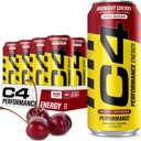 C4 Energy Carbonated Zero Sugar Energy Drink, Pre Workout Drink + Beta Alanine, Midnight Cherry, 16 Fl Oz (Pack of 12)