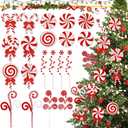 Christmas Candy Ornaments Red and White Candy Cane Tree Ornaments Hanging Peppermint Lollipop Curly Pick Decorations for Xmas Tree Topper Filler Holidays Party Indoor Outdoor Decor