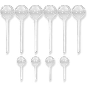 Little Green Leaf Automatic Plant Watering Globes, Self Watering Planter Inserts (Set of 10) | Clear Plastic Bulbs | 6 300ml + 4 70ml | Indoor & Outdoor Use