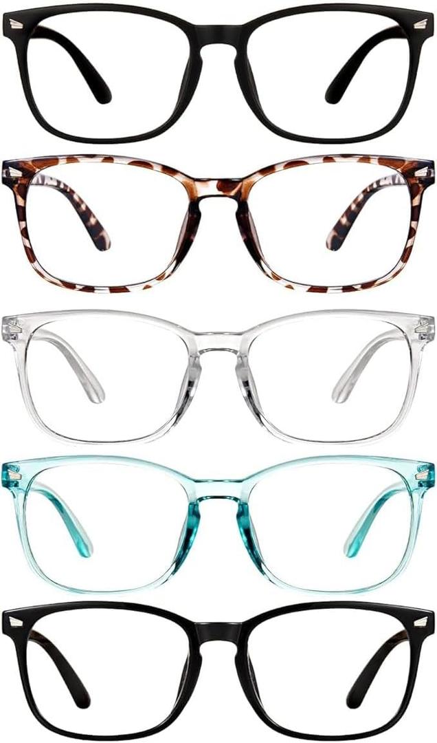 CHEERS DEVICES Reading Glasses for Women Men, Eyeglasses, Blue Light Readers for Men Women, Computer Eye Glasses, Cheaters - 5 Pair (4.5) (5 Pack Mix Color)