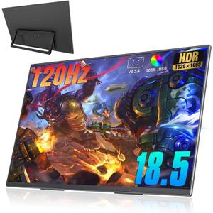 Portable Monitor 18.5 Inch 120 Hz 1080P 100% sRGB FHD HDR USB HDMI with VESA Ultra Slim Portable Laptop Office Game Monitor,for Computer Switch Phone