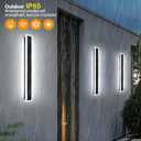 2 Pack 23.6In Outdoor Wall Sconces Black Modern Exterior Wall Light Fixtures for House 3CCT Dimmable IP65 Waterproof Long Outside Wall Light for Garage, Doorway, Patio, Stairway, 2PC-23.6"*3.1"*2"-Dimmable