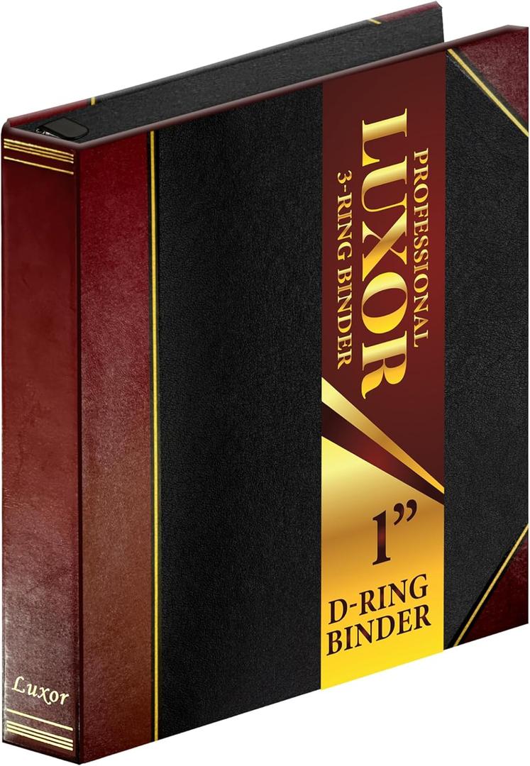 3 Ring Binder 1 Inch, Locking D-Ring Holds 220 Sheets, Heavy Duty Durable Presentation Folder for Documents, 8.5x11 Letter Size, Gold Foil Embossed, Maroon Turned Edge - Performore
