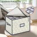 VERONLY Champagne Flute Storage Box,Quilted Stemware Storage Box Shell, Stackable Champagne Glass Container,Wine Glass, Crystal Glassware, Drinkware Case for Moving Transport (Beige)