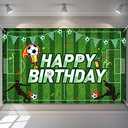 Soccer Birthday Party Backdrop Football Field Photo Background Soccer Theme Birthday Party Decorations Photo Booth Props for Cake Table Decorations, 5.9 x 3.6 Feet