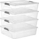 4 Pack 10QT Clear Plastic Storage Bins with Lids Stackable Storage Box for Crafts, Supplies Clear File Box Plastic Container Bins for Organizing (Large)