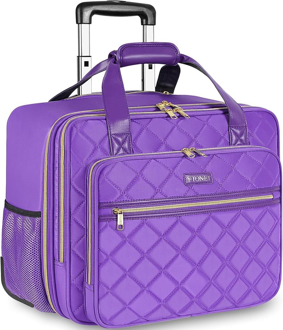 Ytonet Rolling Briefcase for Women, Extra Large Rolling Laptop Bag Fits 18 Inch Laptop, Computer Bag with wheels for Work Travel College Business Overnight Wife Mom Teacher, Purple