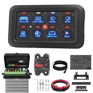 DaierTek 8 Gang Switch Panel RGB LED Lighted Multi-Function Switch Pod Toggle Momentary Pulsed Touch Control Switch Panel Dimmable for Car ATV UTV Boat Marine