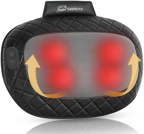Snailax Shiatsu Back and Neck Massager with Heat, Electric Massager for Shoulder, Neck, Back, Kneading Deep Tissue Massage Pillow, Christmas Gifts