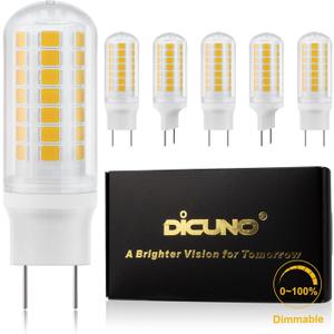 DiCUNO G8 Dimmable LED Bulb Flat Base 4W (40W Halogen Equivalent), Warm White 3000K, 450LM, Bi Pin Base Bulb Replacement for Under Counter, Under-Cabinet Light and Puck Light, 6 Pack (Warm White 3000k)