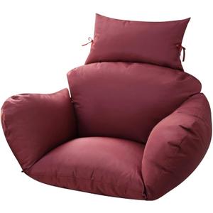 Outdoor Egg Chair Cushion Replacement with Headrest, Red, 47x31.5x4.7 Inch, Thicken Foldable Removable Waterproof, Machine Washable
