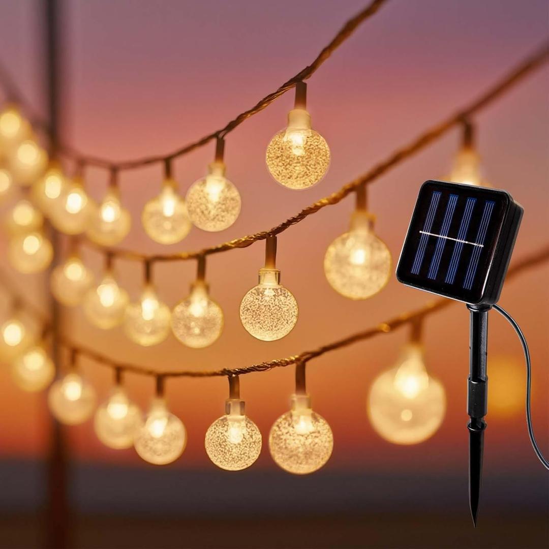 Solar String Lights Outdoor Waterproof, 55.5FT 100LED Crystal Ball Fairy String Lights for Garden, Patio, Camping Decor - Solar Powered LED Globe Lights with Auto On/Off (Warmwhite)