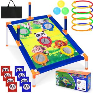 3in1 Bean Bag Toss Game Toy,Outdoor Toss Game with Stand for Ring Toss,Bean Bags & Balls, Family Party Supplies for Kids,Birthday for Boys,Toddlers Ages 3 4 5 6 Years Old