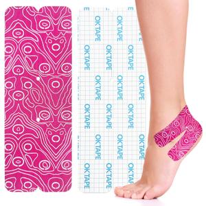 OK TAPE Kinesiology Tape for Ankle - 10 Precut Strips | Professional-Grade Water-Resistant & Breathable Ankle Tape for Sports Injury Recovery, Support, 10pcs, Pink