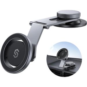 SYNCWIRE Fits MagSafe Car Mount for Universal Dashboard,Tesla Screen, Magnetic Phone Holder for Car, Foldable Aluminum Alloy Arm,Super Stable Car Mount for iPhone 17 Pro Max 16 15 14 13 12&All Phones (Space Gray)